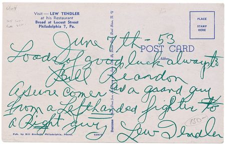 Lot #1513 Lew Tendler: ?Loads of good luck...from a lefthanded fighter to a right guy? - Image 2