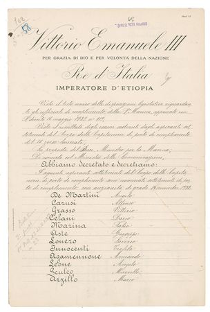Lot #239 Benito Mussolini and Vittorio Emanuele III Signed Document - Image 1