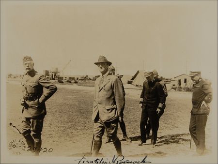 Lot #110 Franklin D. Roosevelt: Dignified portrait as FDR walks alongside his military brass - Image 1