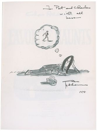 Lot #620 Charles Addams: Signed first edition of Addams’ ‘Favorite Haunts’ with an original sketch - Image 2