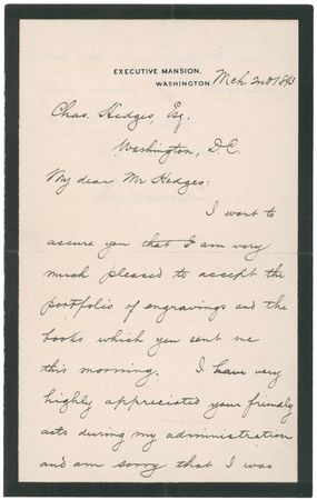 Lot #46 Benjamin Harrison: At the end of his tenuous administration, on scarce Executive Mansion mourning stationery, Harrison thanks the man who compiled and published a book of his public addresses - Image 1