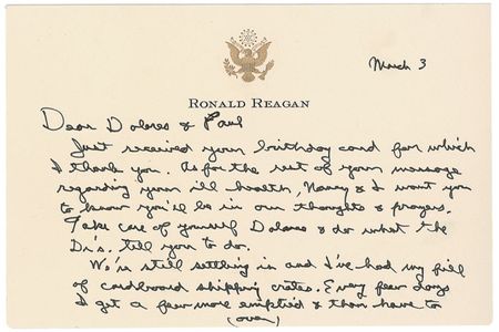 Lot #97 Ronald Reagan: Moving from Pennsylvania Ave: ?I?m afraid we accumulated a few things those last 8 years? - Image 1
