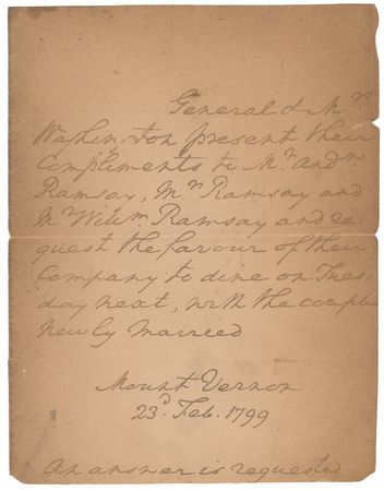 Lot #147 George Washington: ?General Washington? invites a member of an elite Virginia family to celebrate his granddaughter?s 1799 wedding - Image 2