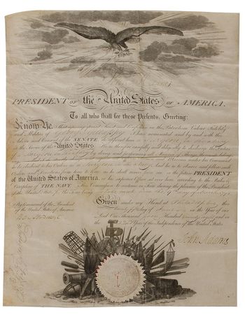 Lot #2 John Adams: Presidential appointment of a