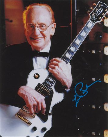 Lot #857 Les Paul Signed Photograph and Pickguard - Image 1
