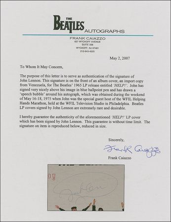 Lot #721 Beatles: John Lennon: Rare single-signed Help! directly from the WFIL Helping Hand Marathon - Image 2