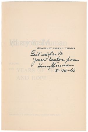 Lot #140 Harry S. Truman: The retired president recounts his Year of Decisions and Years of Trial and Hope - Image 4