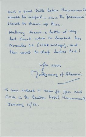 Lot #337 Montgomery of Alamein Handwritten Letter Signed - Image 2