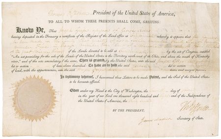 Lot #61 Thomas Jefferson and James Madison: The United States’ third and fourth presidents approve an Ohio land sale - Image 1