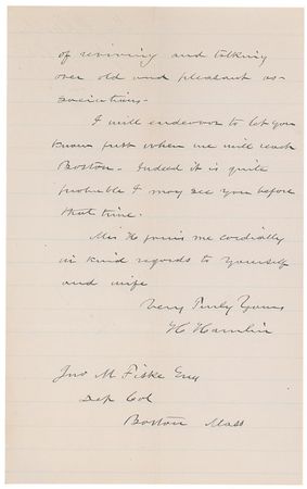 Lot #204 Hannibal Hamlin Handwritten Letter Signed - Image 2