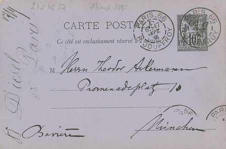 Lot #184 Rudolf Diesel: Setting course in 1885 on experimentation that would lead to his famous engine design, Diesel requests research material - Image 3