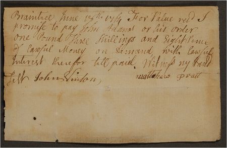 Lot #5 John Adams: A young John Adams arranges payment for a debt shortly before taking up opposition to the Stamp Act - Image 2