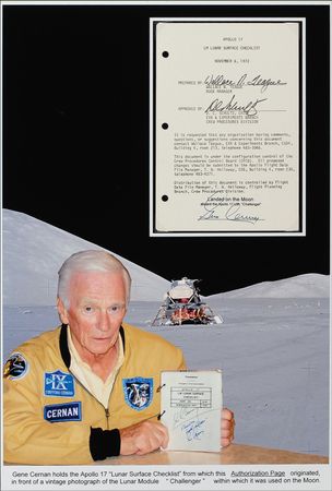 Lot #375 Apollo 17: Gene Cernan: NASA'S flown authorization page for the Apollo 17 lunar surface checklist - Image 1