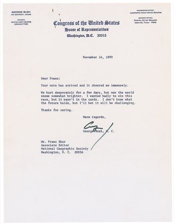 Lot #12 George Bush: After losing his Senate seat