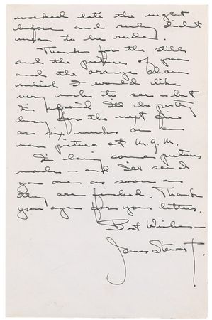 Lot #1227 James Stewart: Scarce ALS from the rising star: “I’m afraid I’ll be pretty busy for the next five or six weeks on a new picture at M. G. M.” - Image 2