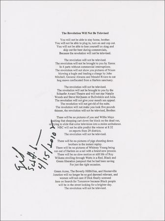 Lot #900 Gil Scott-Heron Souvenir Lyrics - Image 1