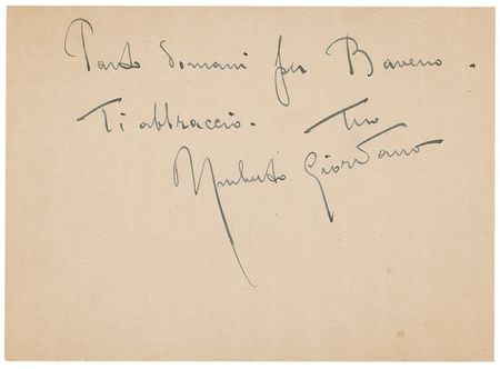Lot #692 Umberto Giordano Handwritten Letter Signed - Image 2