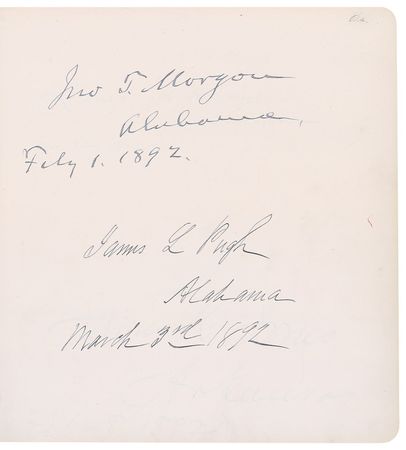 Lot #167 19th Century Autograph Album: Extraordinary autograph album signed by five presidents, Union and Confederate officers, and Supreme Court Justices, including Roosevelt, McKinley, Harrison, Douglass, Morgan, and Butler - Image 8