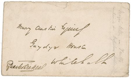 Lot #533. Charles Dickens Hand-Addressed and Signed Envelope