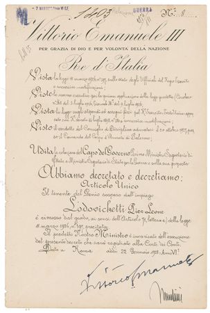 Lot #287 Benito Mussolini and Vittorio Emanuele III - Image 1