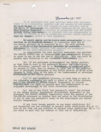 Lot #1075 Gary Cooper Signed Document - Image 1