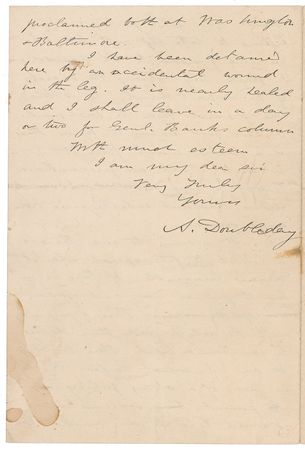 Lot #360 Abner Doubleday: “The whole root of the difficulty lies in slavery and we are still very timid and apologetic in relation to that”—Early in the Civil War, Doubleday clearly states the cause of the conflict - Image 4