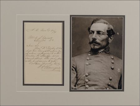 Lot #352 P. G. T. Beauregard: Beauregard puts a correspondent in touch with Zachary Taylor’s granddaughter, who “may possibly be of service to you” - Image 1