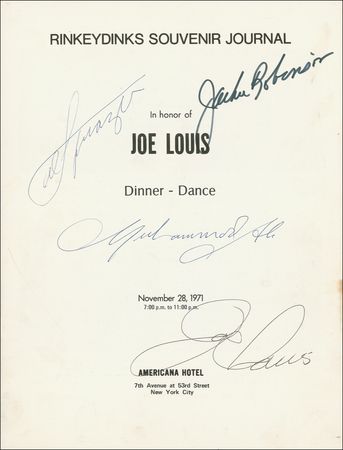 Lot #1512 Joe Louis: Ali, Frazier, and Jackie Robinson honor the ‘Brown Bomber’ as Man of the Year - Image 1