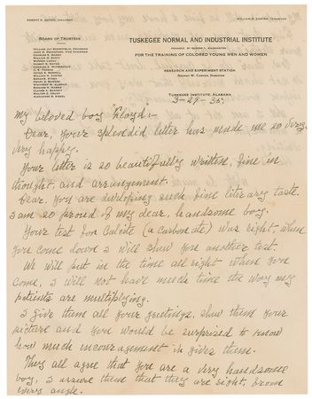 Lot #191 George Washington Carver: Dr. Carver writes to his first polio patient, a student at Tuskegee: “You would be surprised to know how much encouragement it gives them” - Image 1
