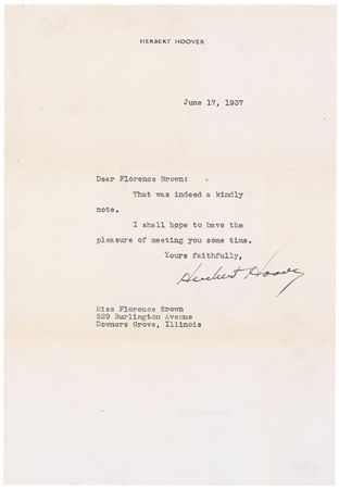 Lot #66 Herbert Hoover Typed Letters Signed - Image 1