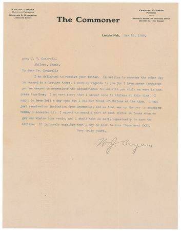 Lot #187 William Jennings Bryan - Image 1