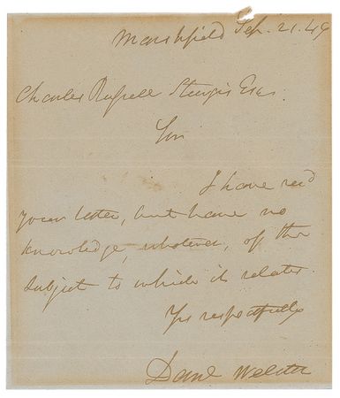 Lot #346 Daniel Webster Handwritten Letter Signed - Image 1