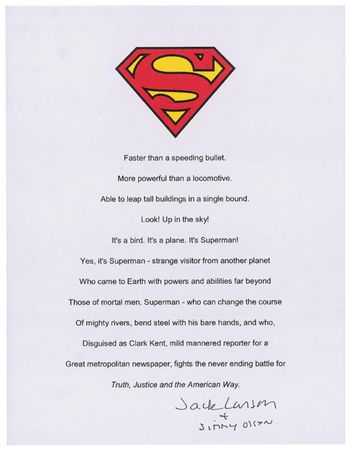 Lot #1309 Superman: Larson and Neill Souvenir Printed Lyrics - Image 1