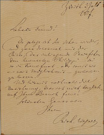 Lot #719 Richard Wagner: “Here I am pestering you again,” writes Wagner during a transitional 1857 - Image 2