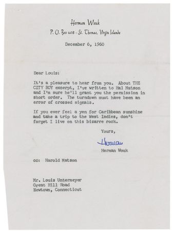Lot #646 Herman Wouk Letters - Image 1