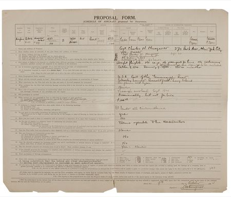 Lot #478 Charles Nungesser: The French ace takes out an aviation insurance policy three years before dying in a plane crash while trying to beat Lindbergh - Image 2