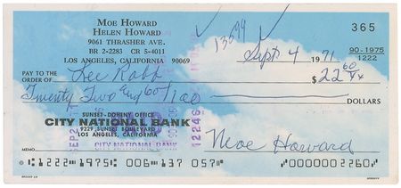Lot #1314 Three Stooges Checks - Image 3