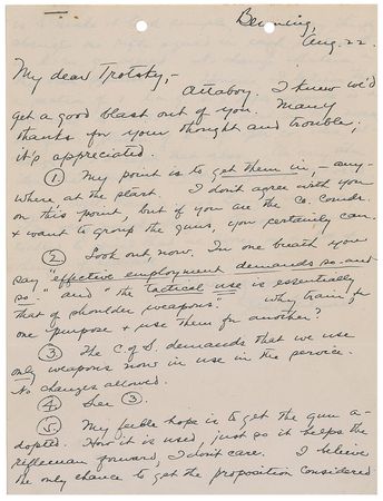 Lot #403 Joseph Stilwell: “My feeble hope is to get the gun adopted. How it is used, just so it helps the rifleman forward, I don’t care” - Image 1