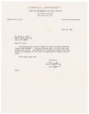 Lot #480 Carl Sagan Letters - Image 1