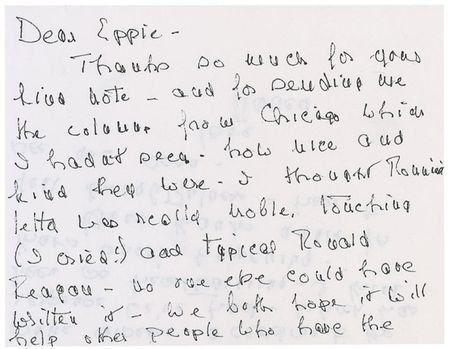 Lot #117 Nancy Reagan: Ten days after the former president’s Alzheimer’s admission, Nancy confides to Ann Landers: “I thought Ronnie’s letter was really noble, touching (I cried!) and typical Ronald Reagan” - Image 2