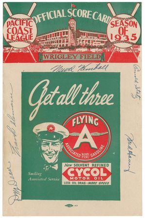 Lot #1382 Baseball: Pacific Coast League 1935 Score Card - Image 1