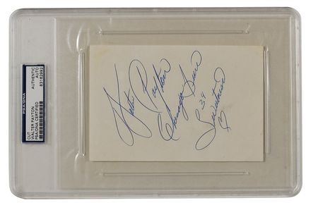 Lot #1555 Walter Payton Signature and Trading Card - Image 2