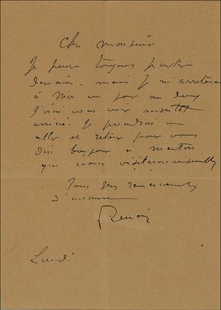 Lot #607 Pierre-Auguste Renoir: Renoir plans to leave for Nice - Image 2