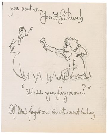 Lot #522 Frederick Church: Bread and birds: Amusing illustrated letter by Frederick S. Church - Image 2