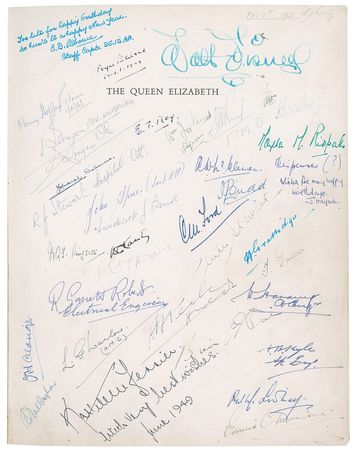 Lot #661 Walt Disney: Disney, Hitchcock, Heifitz, and Fleming sail on the Queen Elizabeth - Image 2