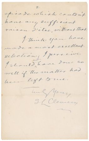 Lot #526 Samuel L. Clemens: A rare and most desirable direct reference to the classic Adventures of Huckleberry Finn: ?I have tried to put the explanation of the situation into Huck?s mouth, but didn?t succeed to my satisfaction? - Image 2
