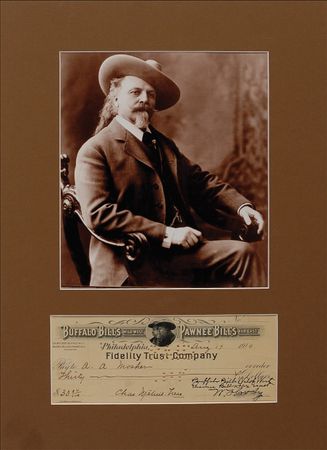Lot #200 William F. ‘Buffalo Bill’ Cody: Extremely rare 1910 Buffalo Bill business check - Image 1