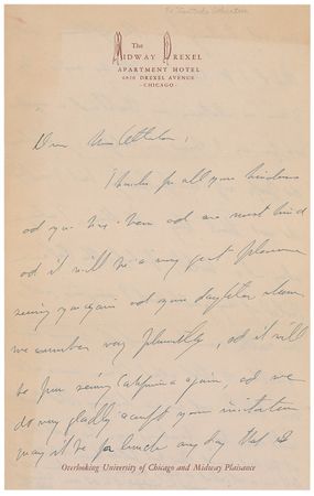 Lot #624 Gertrude Stein: A rare handwritten letter from Stein to author Gertrude Atherton as she prepares to go west: ?It will be fun seeing California again? - Image 1