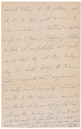 Lot #624 Gertrude Stein: A rare handwritten letter from Stein to author Gertrude Atherton as she prepares to go west: ?It will be fun seeing California again? - Image 2