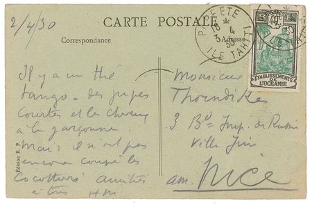 Lot #584 Henri Matisse: “There is a local place here where they…play the Tango, and where you see girls with short skirts and boyish haircuts” - Image 1